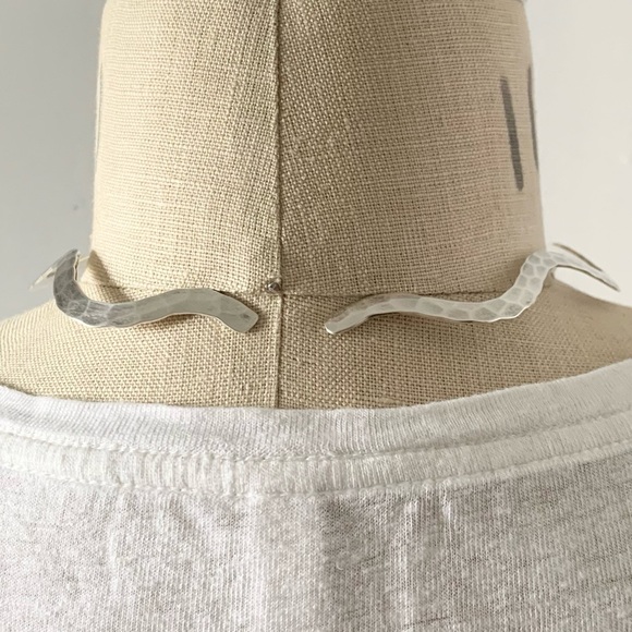 Sterling Silver Sculpted Wave Choker Necklace - Picture 6 of 8